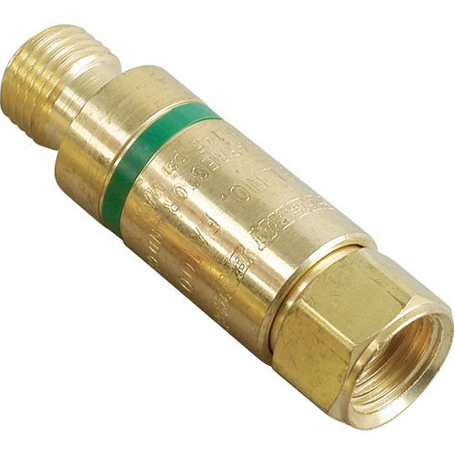 Antiretours pare-flammes - Oxy/gaz combustibles, Gaz combustibles (rouge)/Oxyg&egrave;ne (vert), Style pour adapteur de d&eacute;tendeur Cantin et fils