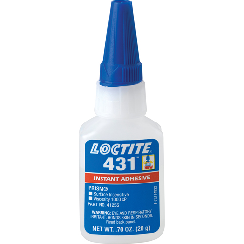 431 Surface Insensitive Instant Adhesive, Clear, Bottle, 20 g Cantin et fils