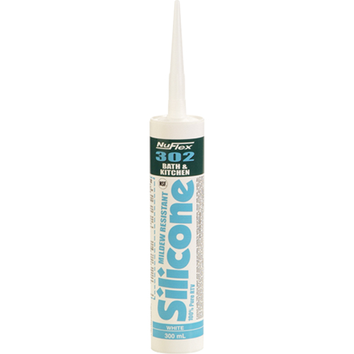 NuFlex&reg; 302 Bath And Kitchen Silicone Sealant, 300 ml, Cartridge, Clear Cantin et fils