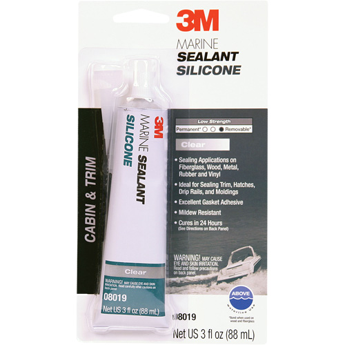 Produit d'&eacute;tanch&eacute;it&eacute; &agrave; base de silicone de calibre marin, 3 oz., Tube, Transparent Cantin et fils