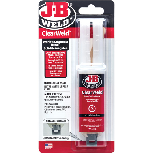 ClearWeld Adhesive, 25 ml, Syringe, Two-Part, Clear Cantin et fils