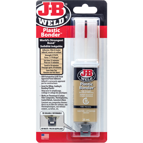 Plastic Bonder Adhesive, 25 ml, Syringe, Two-Part, Tan Cantin et fils