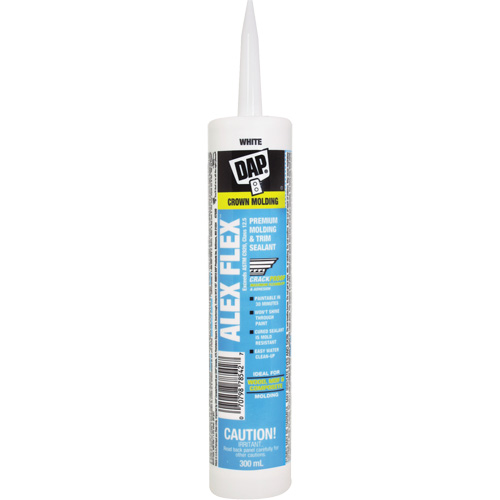Alex Flex&reg; Premium Molding & Trim Acrylic Latex Siliconized Sealant, 300 ml, Cartridge, White Cantin et fils
