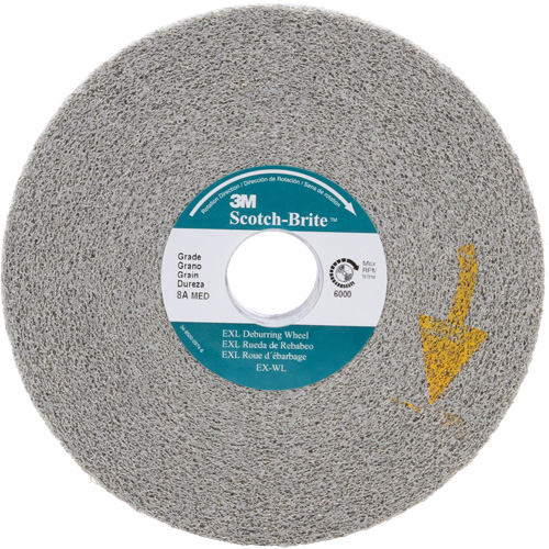 Meules d'&eacute;barbage EXL Scotch-Brite, 6" x 1", Arbre de 1", Oxyde d'aluminium Cantin et fils