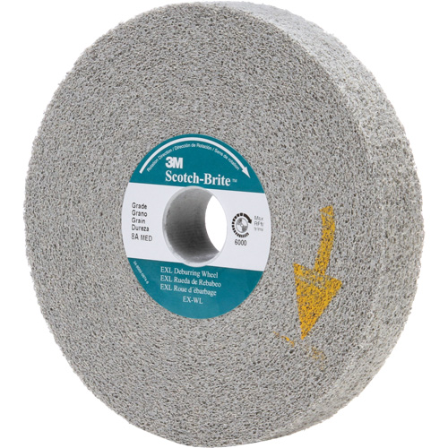 Meules d'&eacute;barbage EXL Scotch-Brite, 6" x 1", Arbre de 1", Oxyde d'aluminium Cantin et fils