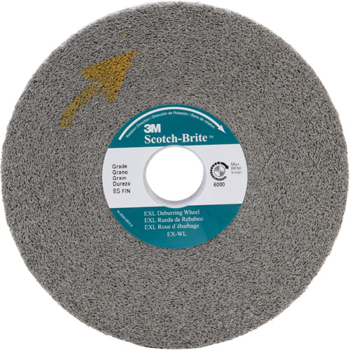 Meule d'&eacute;barbage EXL Scotch-Brite, 8" x 1", Arbre de 3" Cantin et fils