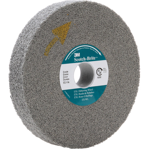 Meule d'&eacute;barbage EXL Scotch-Brite, 8" x 1", Arbre de 3" Cantin et fils