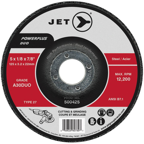 Powerplus DUO Cutting/Grinding Wheel, 4-1/2" x 1/8", 7/8" Arbor, Type 27, A30DUO Grit Cantin et fils
