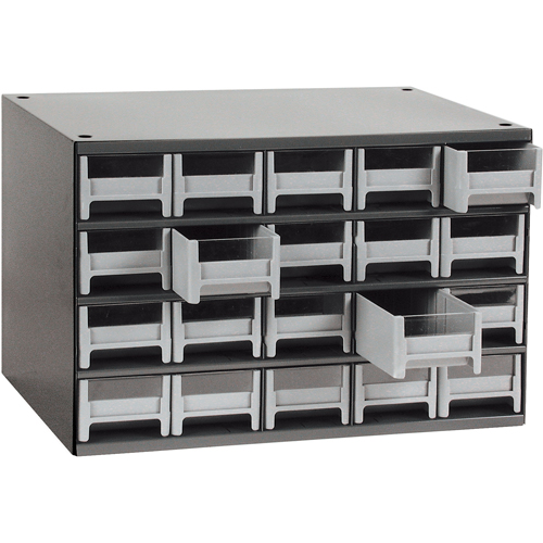 Casiers modulaires pour pi&egrave;ces, Acier, 20 tiroirs, 17" x 10-9/16" x 2-1/16", Gris Cantin et fils