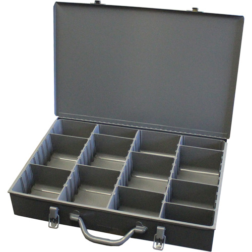 Boîtes &agrave; compartiments ajustables, Acier, Variable compartiments, 18" la x 12" p, 3" h, Gris Cantin et fils