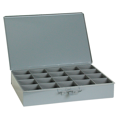Boîtes &agrave; fond courb&eacute;, Acier, 20 compartiments, 18" la x 12" p, 3" h, Gris Cantin et fils