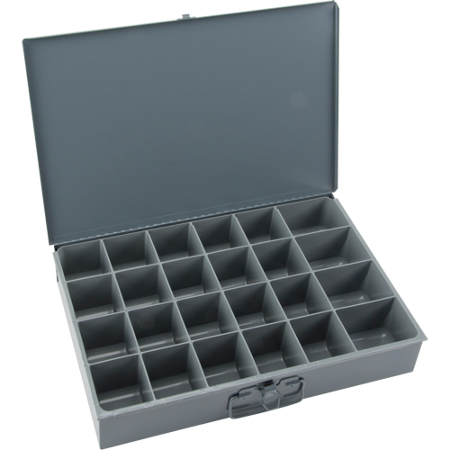 Compartment Scoop Boxes, Steel, 24 Slots, 18" W x 12" D x 3" H, Grey Cantin et fils