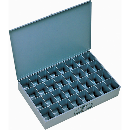 Boîtes &agrave; fond courb&eacute;, Acier, 32 compartiments, 18" la x 12" p, 3" h, Gris Cantin et fils
