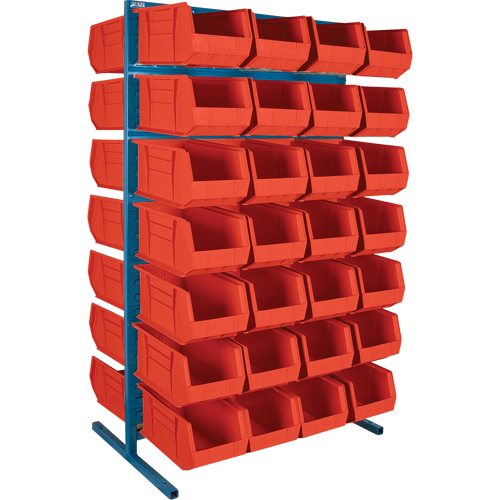 Support stationnaire deux c&ocirc;t&eacute;s pour bacs, 36" la x 24" p x 61" h, 56 bacs Cantin et fils