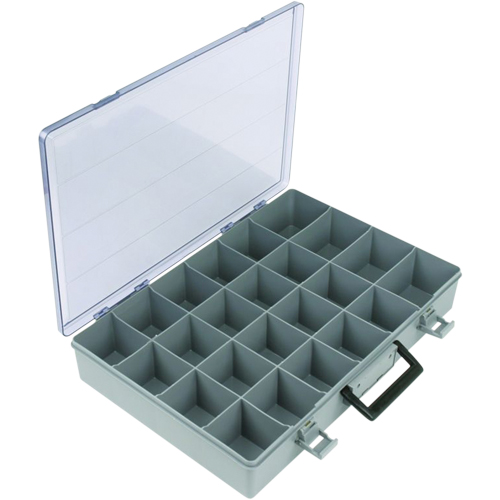 Compartment Case, Plastic, 24 Slots, 15-1/2" W x 11-3/4" D x 2-1/2" H, Grey Cantin et fils