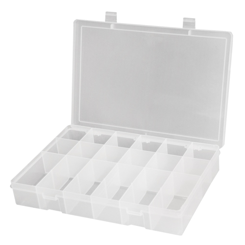 Compact Polypropylene Compartment Cases, 11" W x 6-3/4" D x 1-3/4" H, 18 Compartments Cantin et fils