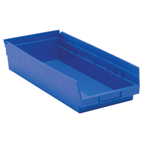 Shelf Bins, 8-3/8" W x 4" H x 17-7/8" D, Blue, 40 lbs. Capacity Cantin et fils