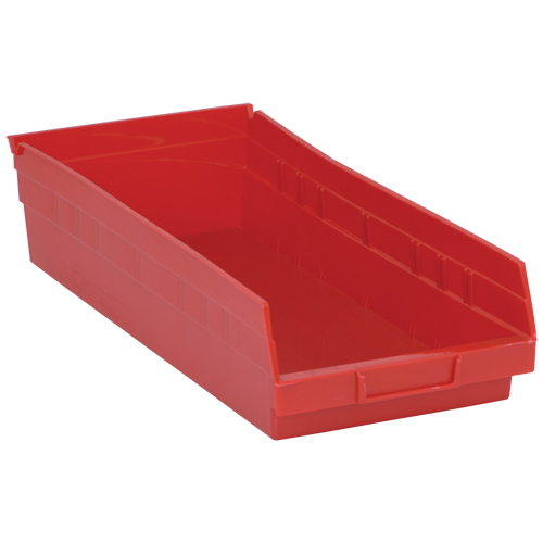 Shelf Bins, 8-3/8" W x 4" H x 17-7/8" D, Red, 40 lbs. Capacity Cantin et fils