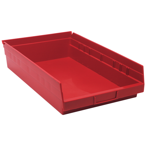 Shelf Bins, 11-1/8" W x 4" H x 17-7/8" D, Red, 40 lbs. Capacity Cantin et fils
