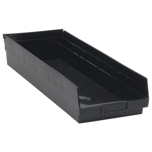 Bac pour &eacute;tag&egrave;re &eacute;conomique, 8-3/8" la x 4" H x 23-5/8" p, Noir, Capacit&eacute; 60 lb Cantin et fils