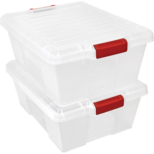 Contenant avec loquets en plastique,  la x 21" p x 7,75" h, Noir Cantin et fils