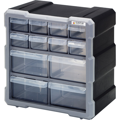 Armoire &agrave; tiroir, Plastique, 12 tiroirs, 10-1/2" x 6-1/4" x 10-1/4", Noir Cantin et fils