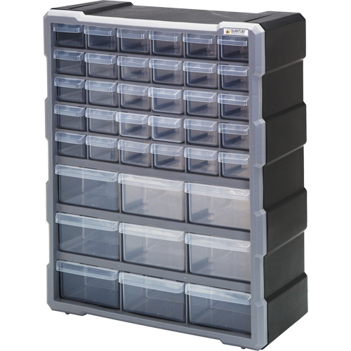 Drawer Cabinet, Plastic, 39 Drawers, 15" x 6-1/4" x 18-3/4", Black Cantin et fils