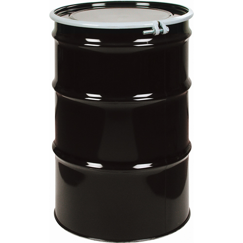 Steel Drums, 55 US gal (45 imp. gal.), Lined, Black, Open Top, 1A2/Y275/S, 18 - 20 Gauge Cantin et fils