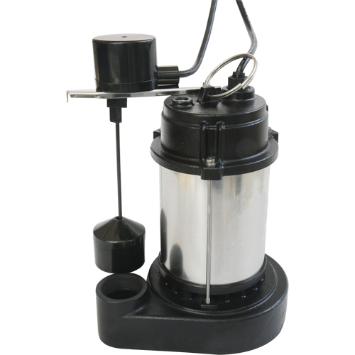 Stainless Steel Housing-Cast Iron Base Sump Pump, 1/3 HP, 3630 GPH Flow Rate Cantin et fils