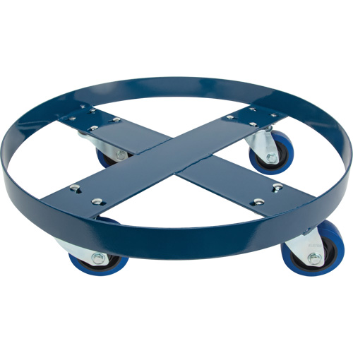 Drum Dolly, Steel, 1400 lbs. Capacity, 24" Diameter, Blue Elastic Casters Cantin et fils