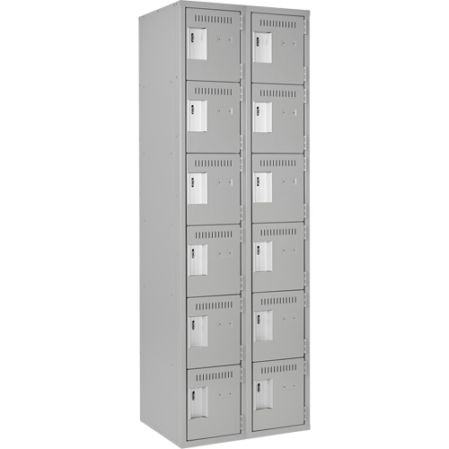 Clean Line Lockerettes, 6 -tier, Bank of 2, 24" x 18" x 72", Steel, Grey, Rivet (Assembled) Cantin et fils