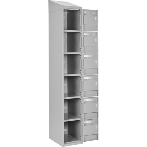 Clean Line Lockerette , 6 -tier, Bank of 4, 48" x 18" x 78", Steel, Grey, Rivet (Assembled) Cantin et fils