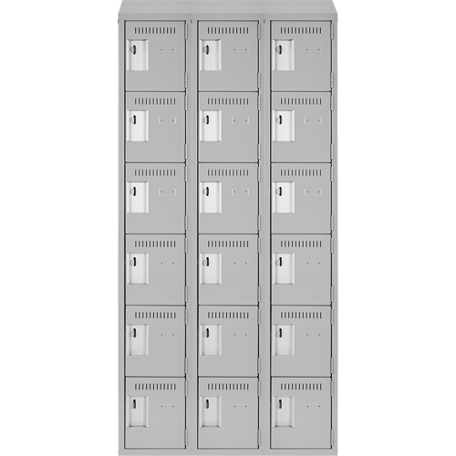Clean Line Lockerette , 6 -tier, Bank of 3, 36" x 18" x 78", Steel, Grey, Rivet (Assembled) Cantin et fils