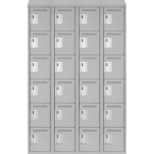 Clean Line Lockerette , 6 -tier, Bank of 4, 48" x 18" x 78", Steel, Grey, Rivet (Assembled) Cantin et fils