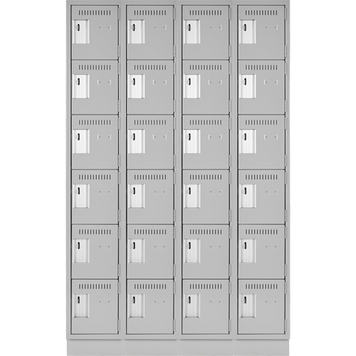 Clean Line Lockerette, 6 -tier, Bank of 4, 48" x 18" x 76", Steel, Grey, Rivet (Assembled) Cantin et fils