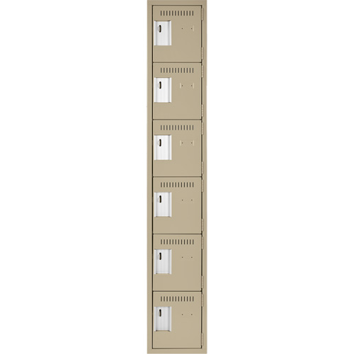 Petits casiers Clean Line, 6 niveaux, 12" x 18" x 72", Acier, Beige, Rivet (assembl&eacute;) Cantin et fils