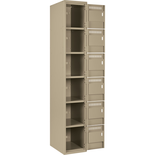 Clean Line Lockerette, 6 -tier, Bank of 4, 48" x 18" x 72", Steel, Beige, Rivet (Assembled) Cantin et fils
