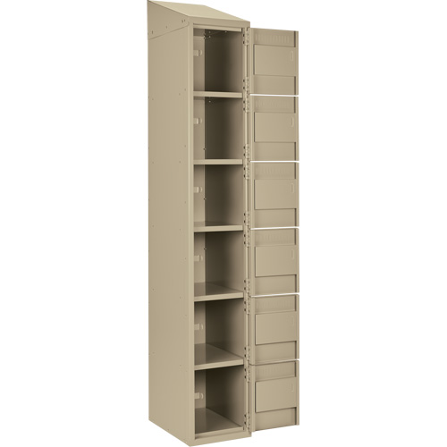 Clean Line Lockerette, 6 -tier, Bank of 4, 48" x 18" x 78", Steel, Beige, Rivet (Assembled) Cantin et fils