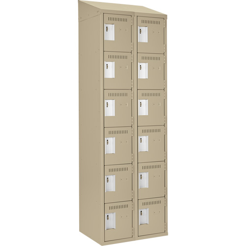 Clean Line Lockerette, 6 -tier, Bank of 2, 24" x 18" x 78", Steel, Beige, Rivet (Assembled) Cantin et fils