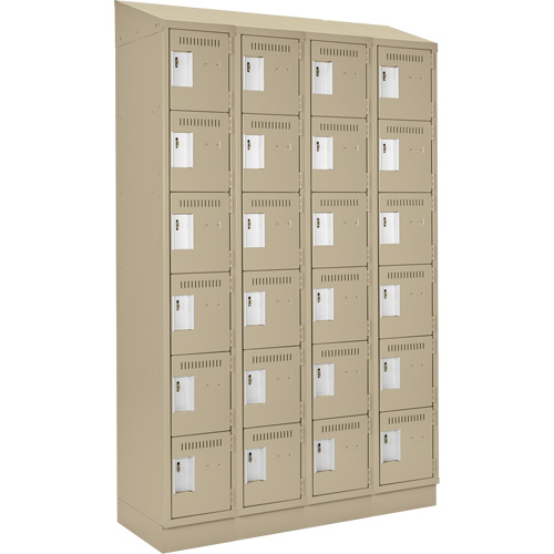 Clean Line Lockerette , 6 -tier, Bank of 4, 48" x 18" x 82", Steel, Beige, Rivet (Assembled) Cantin et fils