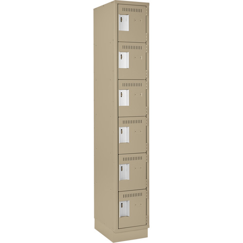 Clean Line Lockerette, 6 -tier, 12" x 18" x 76", Steel, Beige, Rivet (Assembled) Cantin et fils