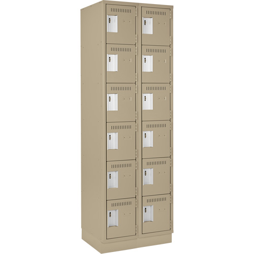 Clean Line Lockerette, 6 -tier, Bank of 2, 24" x 18" x 76", Steel, Beige, Rivet (Assembled) Cantin et fils
