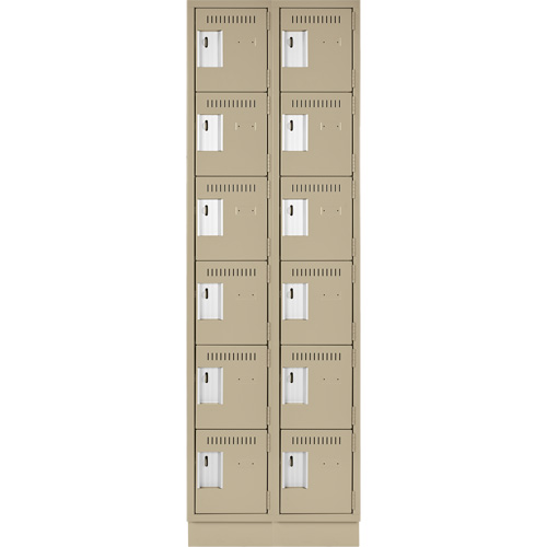 Clean Line Lockerette, 6 -tier, Bank of 2, 24" x 18" x 76", Steel, Beige, Rivet (Assembled) Cantin et fils