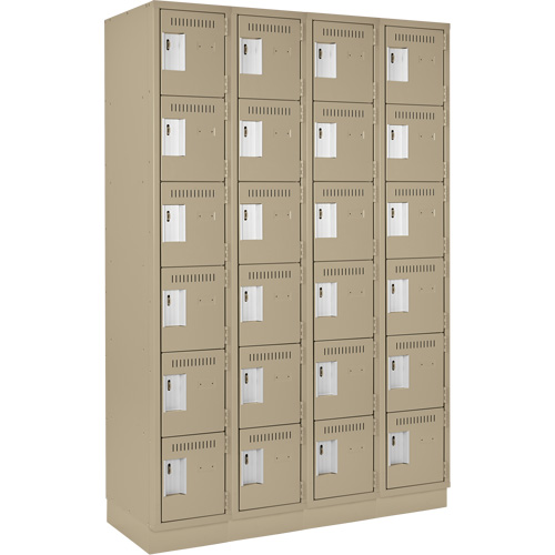 Clean Line Lockerette, 6 -tier, Bank of 4, 48" x 18" x 76", Steel, Beige, Rivet (Assembled) Cantin et fils