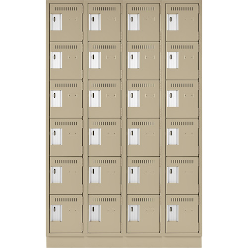 Clean Line Lockerette, 6 -tier, Bank of 4, 48" x 18" x 76", Steel, Beige, Rivet (Assembled) Cantin et fils