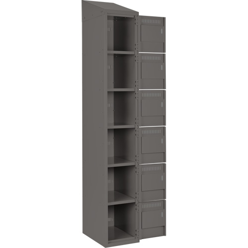 Clean Line Lockerette, 6 -tier, Bank of 3, 36" x 18" x 78", Steel, Charcoal, Rivet (Assembled) Cantin et fils