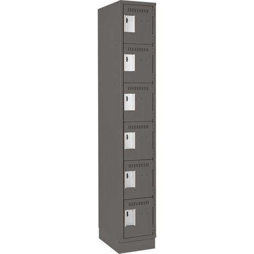 Clean Line Lockerette, 6 -tier, 12" x 18" x 76", Steel, Charcoal, Rivet (Assembled) Cantin et fils