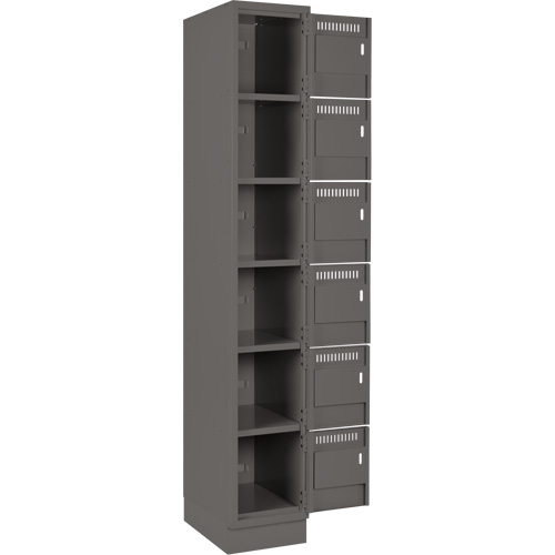 Clean Line Lockerette, 6 -tier, Bank of 4, 48" x 18" x 76", Steel, Charcoal, Rivet (Assembled) Cantin et fils