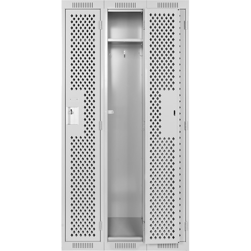 Clean Line Lockers, Bank of 3, 36" x 12" x 72", Steel, Grey, Rivet (Assembled), Perforated Cantin et fils