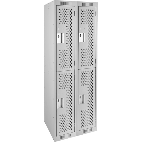 Clean Line Lockers, 2 -tier, Bank of 2, 24" x 15" x 72", Steel, Grey, Rivet (Assembled), Perforated Cantin et fils